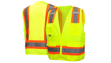 Pyramex RVZ24 Class 2 surveyor vest in hi-vis lime